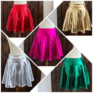Skater Skirt METALLIC PARTY PACK ALL 5 COLORS! Pink Gold Red Green Silver